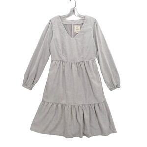 Hope & Henry Tiered Dress‎ Long Sleeve Brushed Organic Cotton Gray Size 4